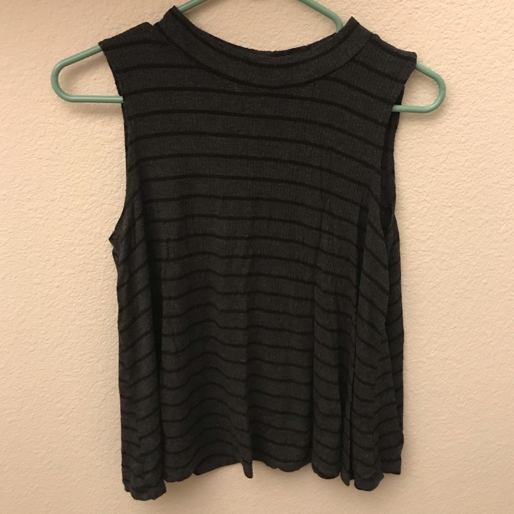 Forever 21 Mock Neck Sleeveless Striped Swing Top